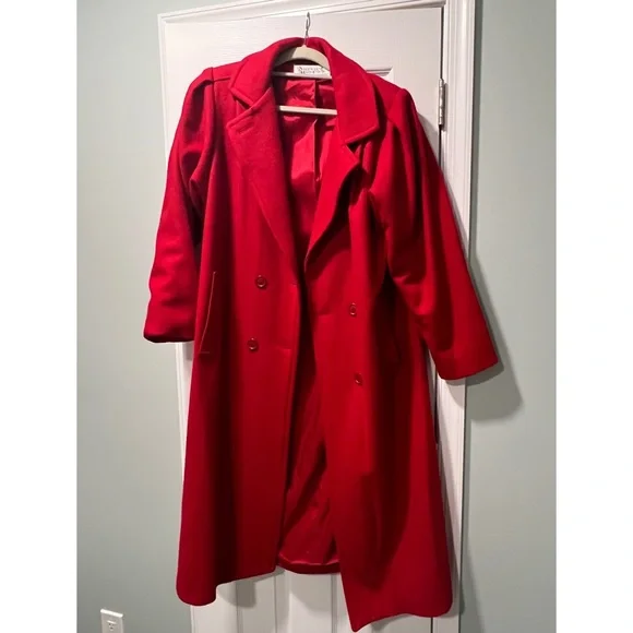 Long Red Wool Coat - Picture 1 of 7